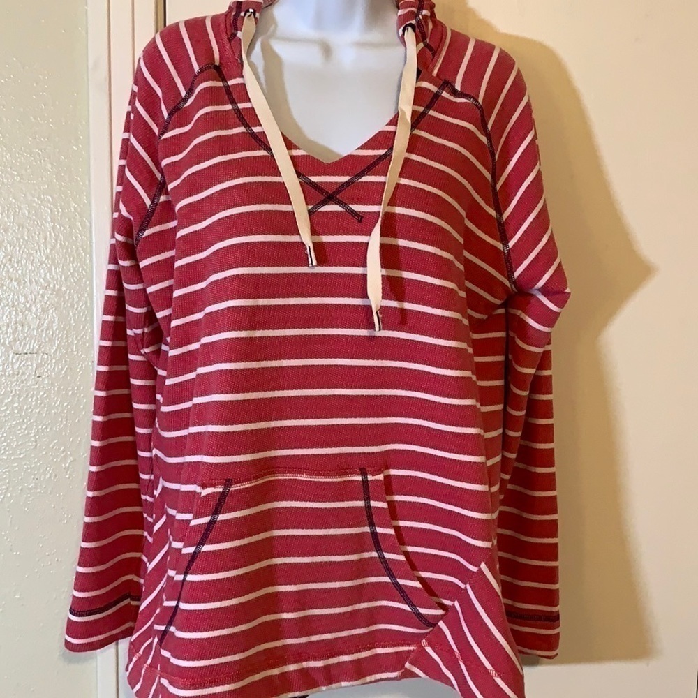 Columbia Pink Striped Cotton Hoodie, L